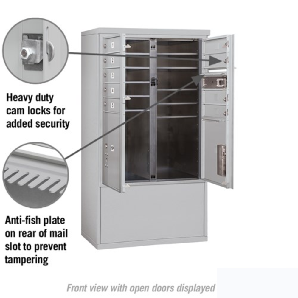 Salsbury 10 Door High Free-Standing 4C Horizontal Mailbox | 9 Doors and 2 Parcel Lockers with Private Access