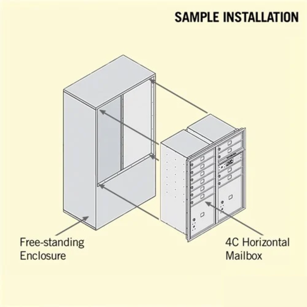 Salsbury 10 Door High Free-Standing 4C Horizontal Mailbox | 9 Doors and 2 Parcel Lockers with Private Access