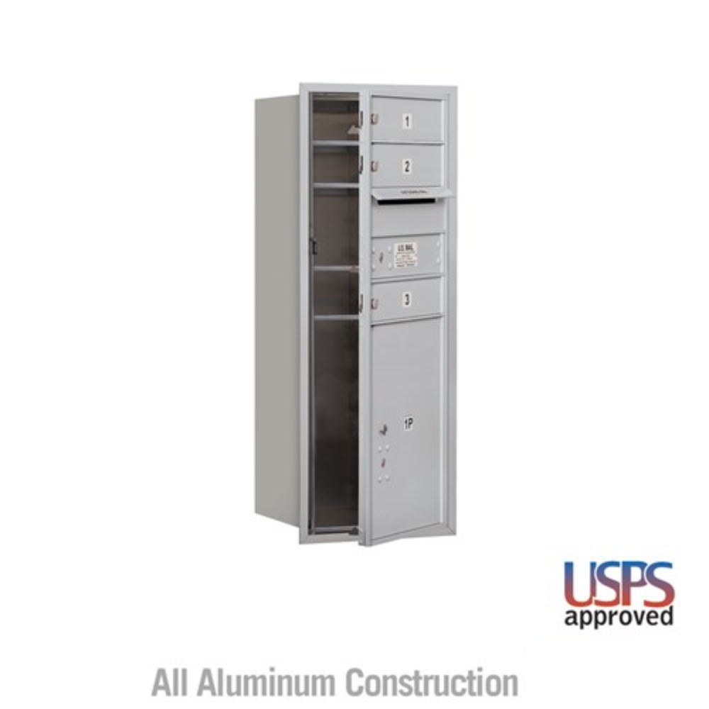 Salsbury 10 Door High Recessed Mounted 4C Horizontal Mailbox | 3 Doors and 1 Parcel Locker with USPS Access - Front Loading