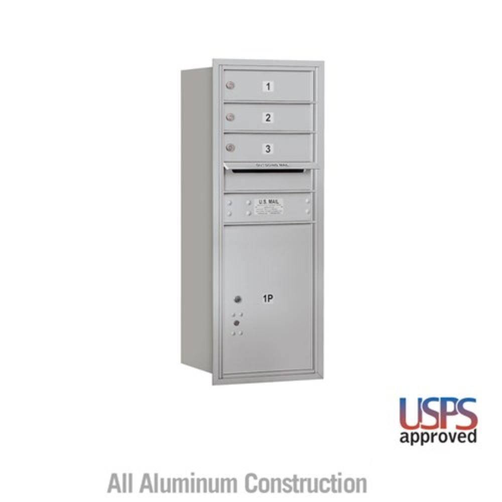 Salsbury 10 Door High Recessed Mounted 4C Horizontal Mailbox | 3 Doors and 1 Parcel Locker with USPS Access - Rear Loading