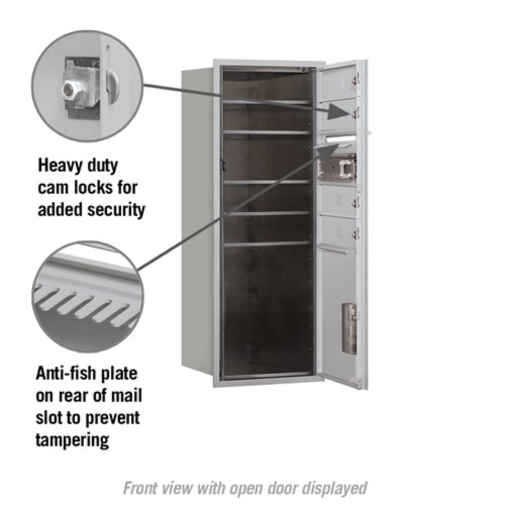 Salsbury 10 Door High Recessed Mounted 4C Horizontal Mailbox | 4 Doors and 1 Parcel Locker  with USPS Access - Front Loading