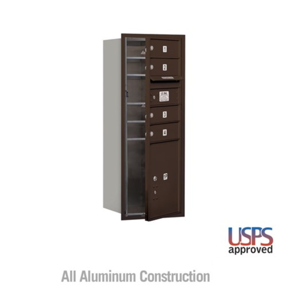 Salsbury 10 Door High Recessed Mounted 4C Horizontal Mailbox | 4 Doors and 1 Parcel Locker  with USPS Access - Front Loading