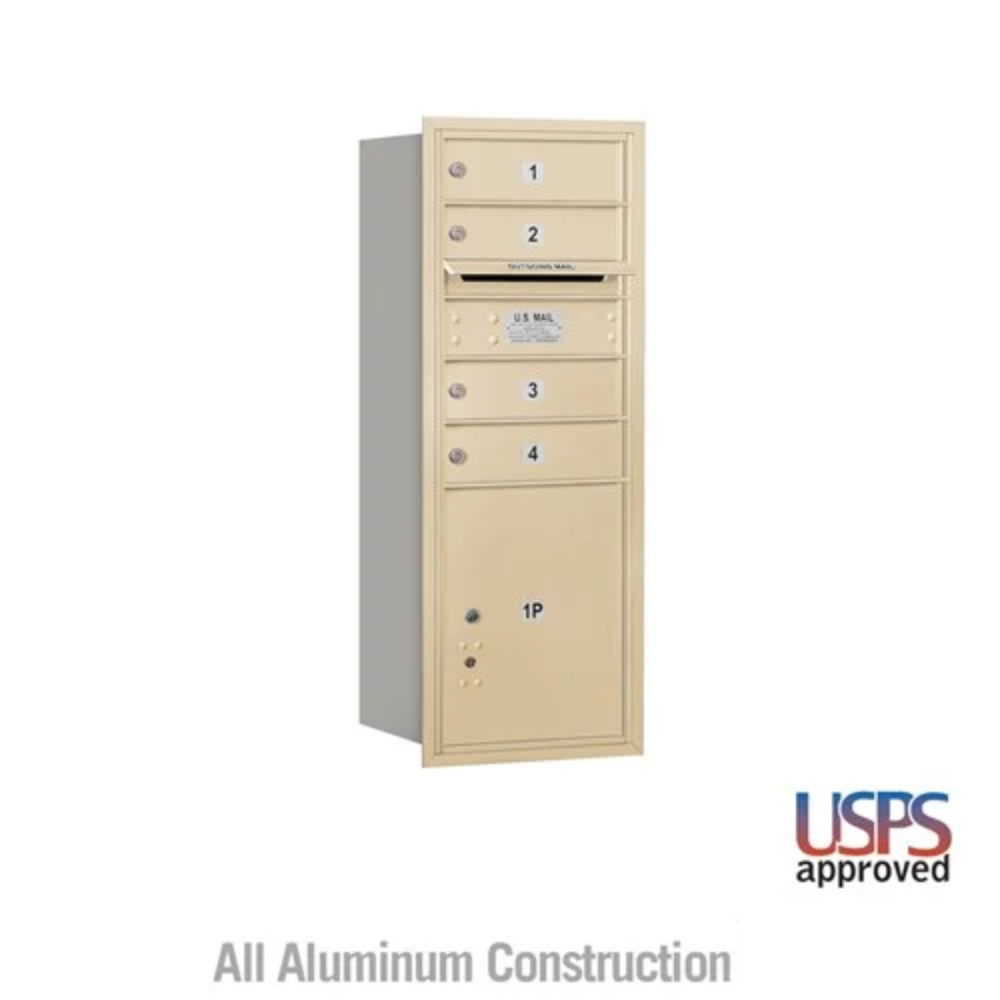 Salsbury 10 Door High Recessed Mounted 4C Horizontal Mailbox | 4 Doors and 1 Parcel Locker  with USPS Access - Rear Loading