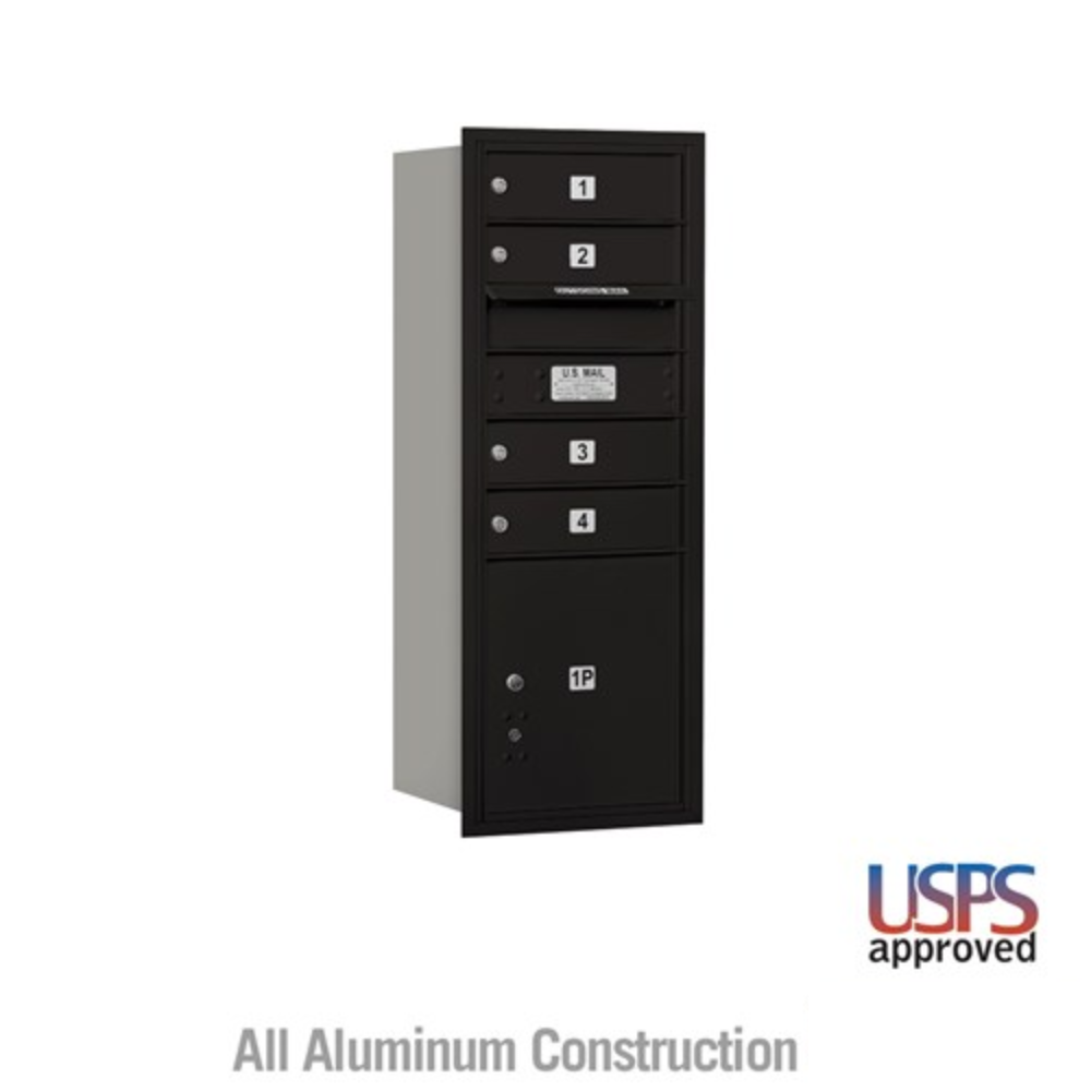 Salsbury 10 Door High Recessed Mounted 4C Horizontal Mailbox | 4 Doors and 1 Parcel Locker  with USPS Access - Rear Loading