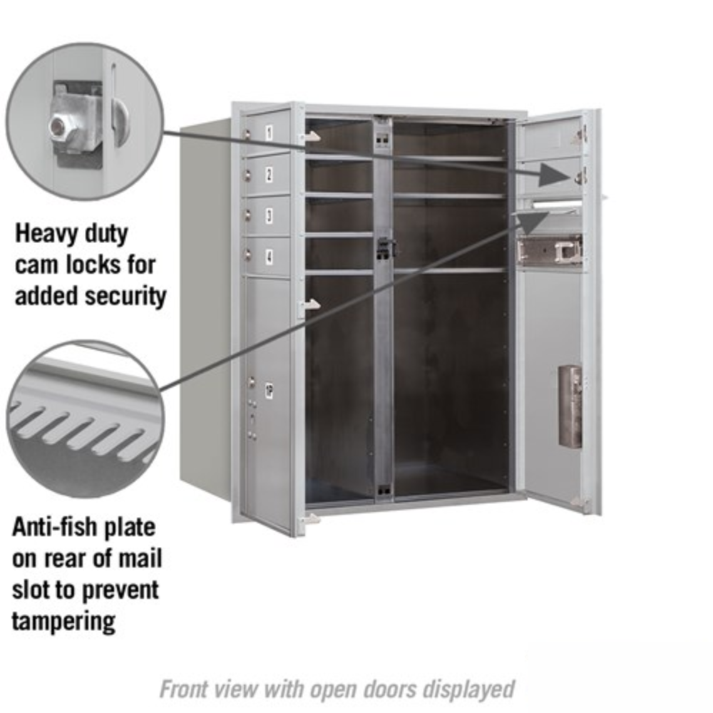 Salsbury 10 Door High Recessed Mounted 4C Horizontal Mailbox | 6 Doors and 2 Parcel Lockers with USPS Access - Front Loading