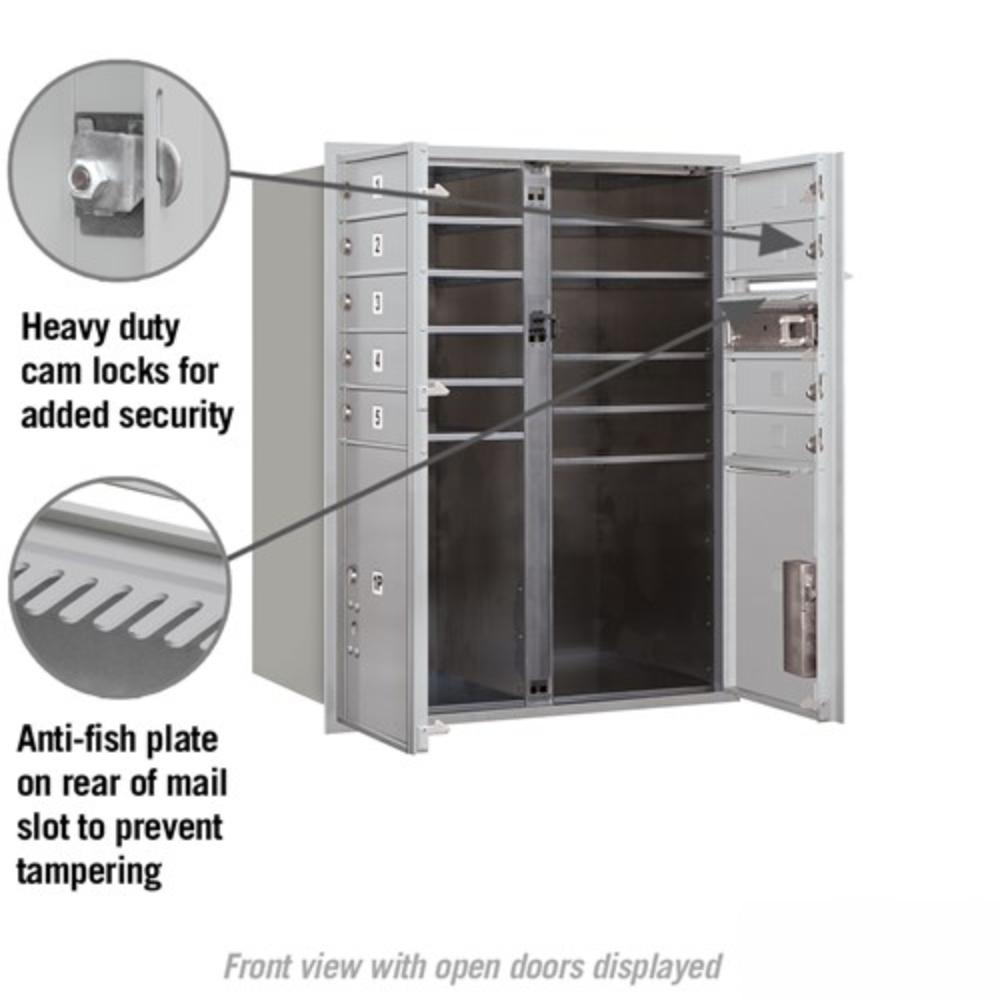 Salsbury 10 Door High Recessed Mounted 4C Horizontal Mailbox | 9 Doors and 2 Parcel Lockers with USPS Access - Front Loading