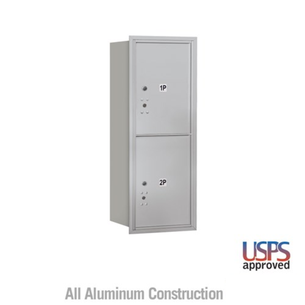 Salsbury 10 Door High Recessed Mounted 4C Horizontal Parcel Locker | 2 Parcel Lockers with USPS Access - Rear Loading