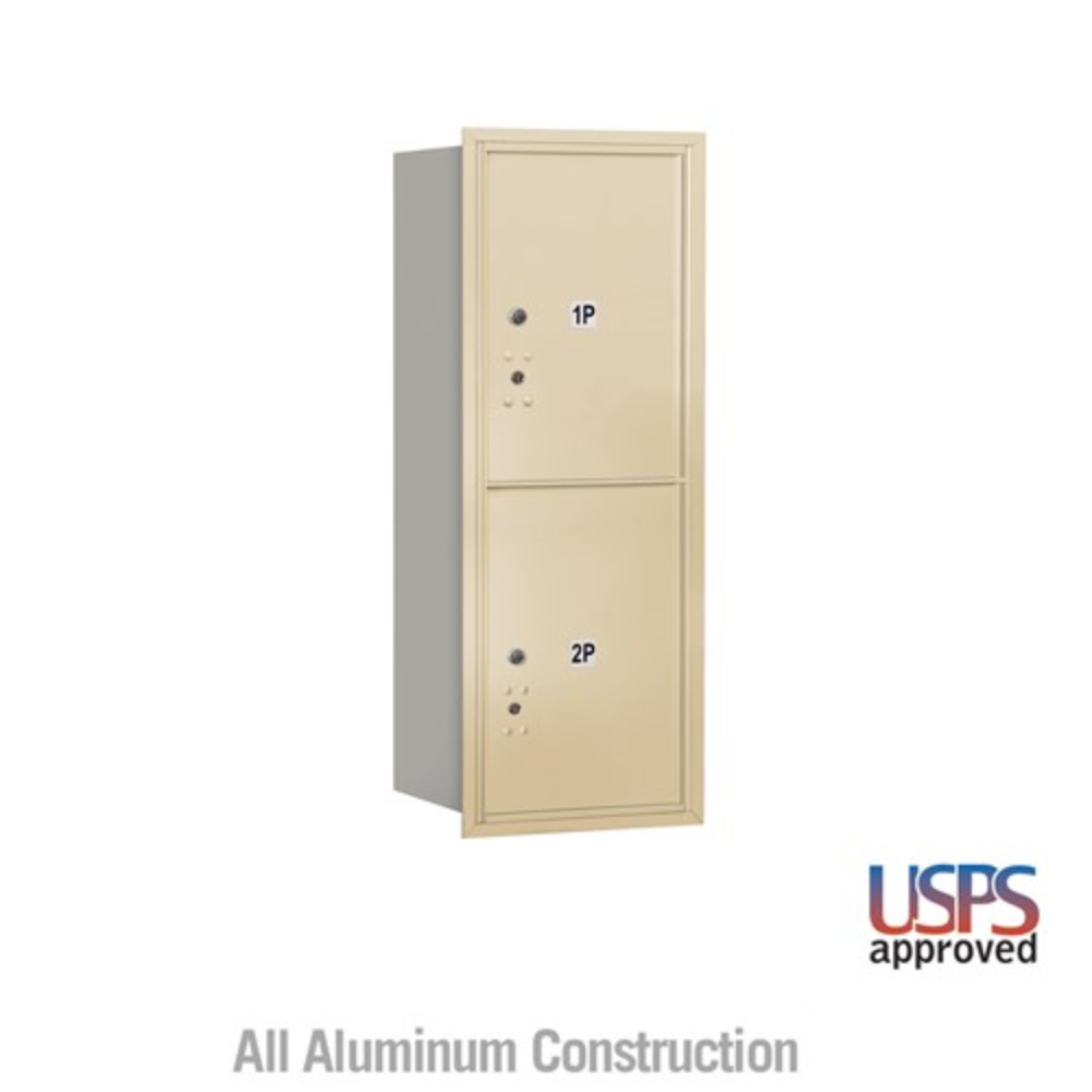 Salsbury 10 Door High Recessed Mounted 4C Horizontal Parcel Locker | 2 Parcel Lockers with USPS Access - Rear Loading
