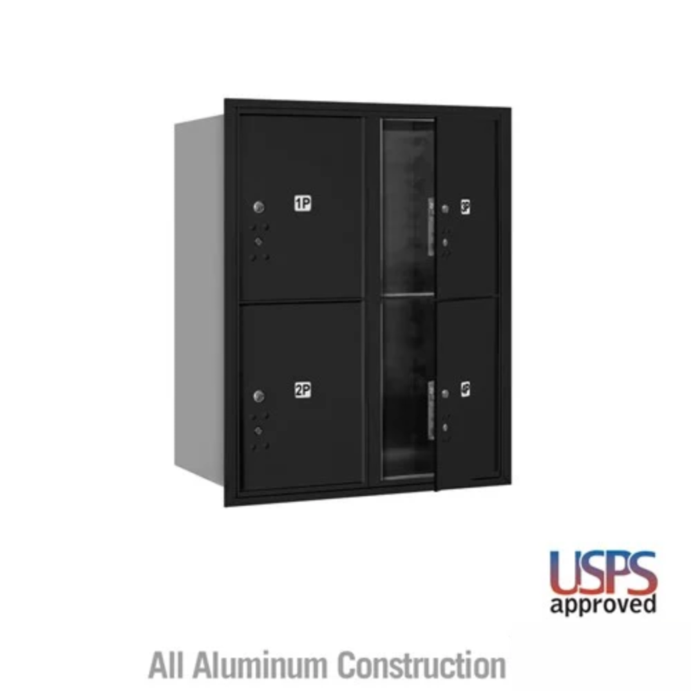 Salsbury 10 Door High Recessed Mounted 4C Horizontal Parcel Locker | 4 Parcel Lockers with USPS Access - Front Loading