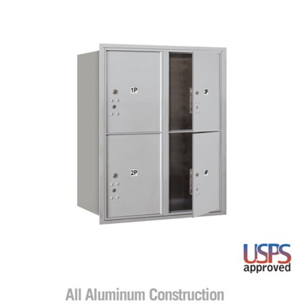 Salsbury 10 Door High Recessed Mounted 4C Horizontal Parcel Locker | 4 Parcel Lockers with USPS Access - Front Loading