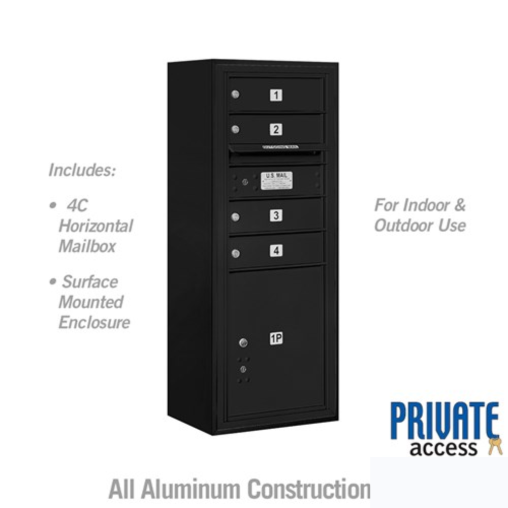 Salsbury 10 Door High Surface Mounted 4C Horizontal Mailbox | 4 Doors and 1 Parcel Locker with Private Access