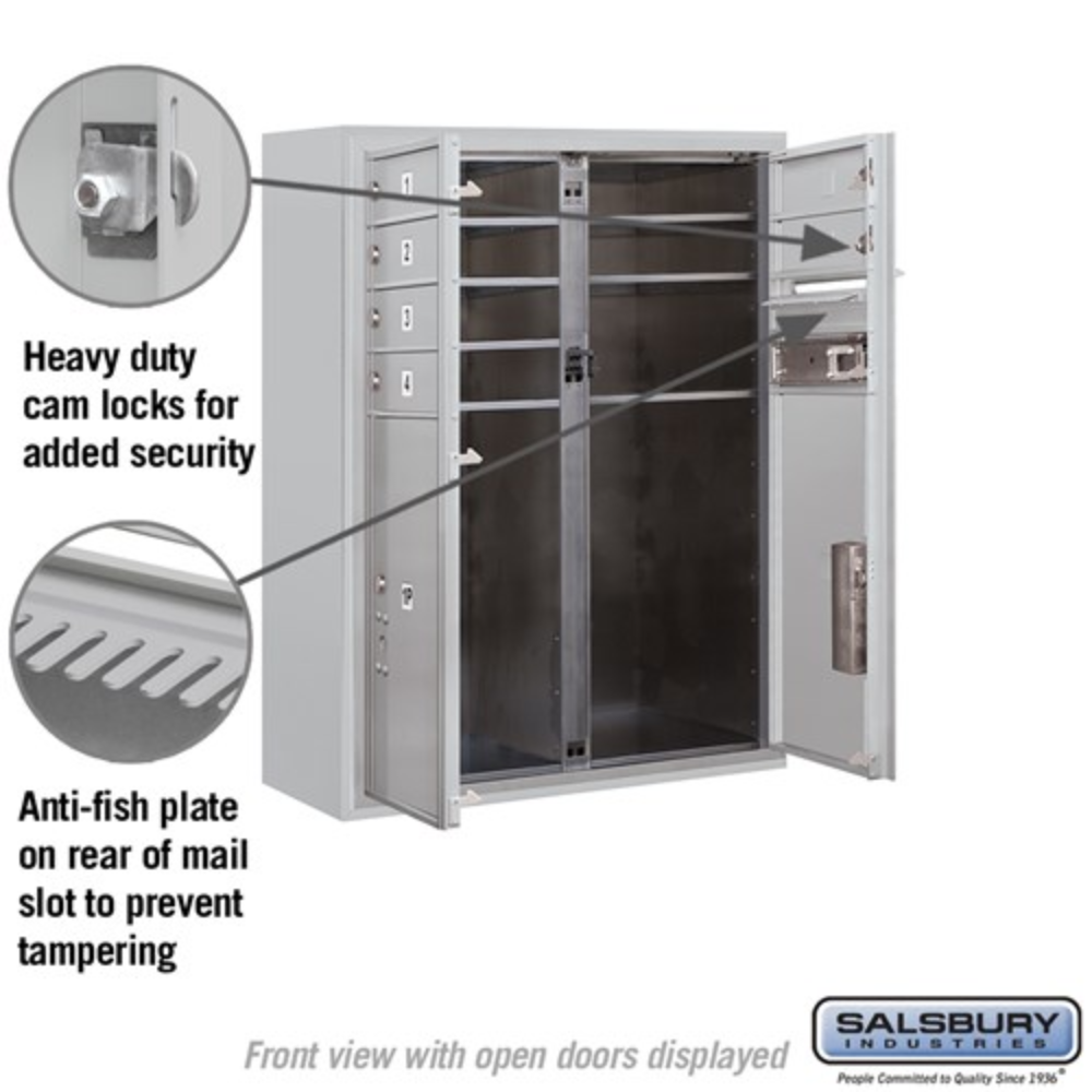 Salsbury 10 Door High Surface Mounted 4C Horizontal Mailbox | 6 Doors and 2 Parcel Lockers with Private Access