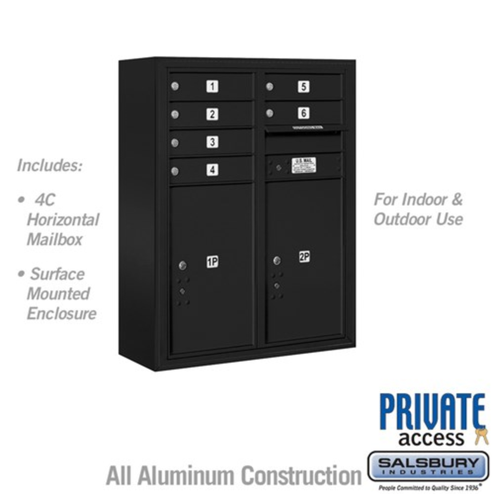 Salsbury 10 Door High Surface Mounted 4C Horizontal Mailbox | 6 Doors and 2 Parcel Lockers with Private Access