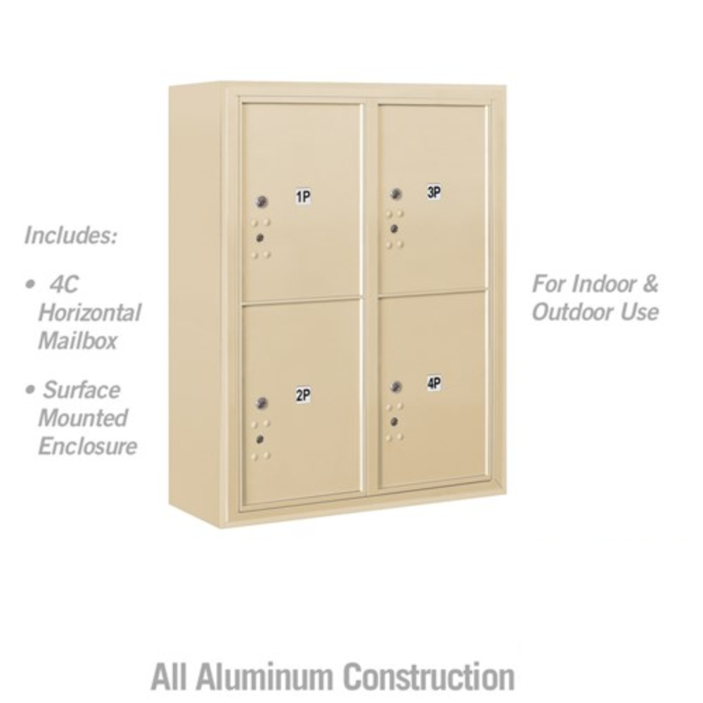 Salsbury 10 Door High Surface Mounted 4C Horizontal Parcel Locker | 4 Parcel Lockers with Private Access