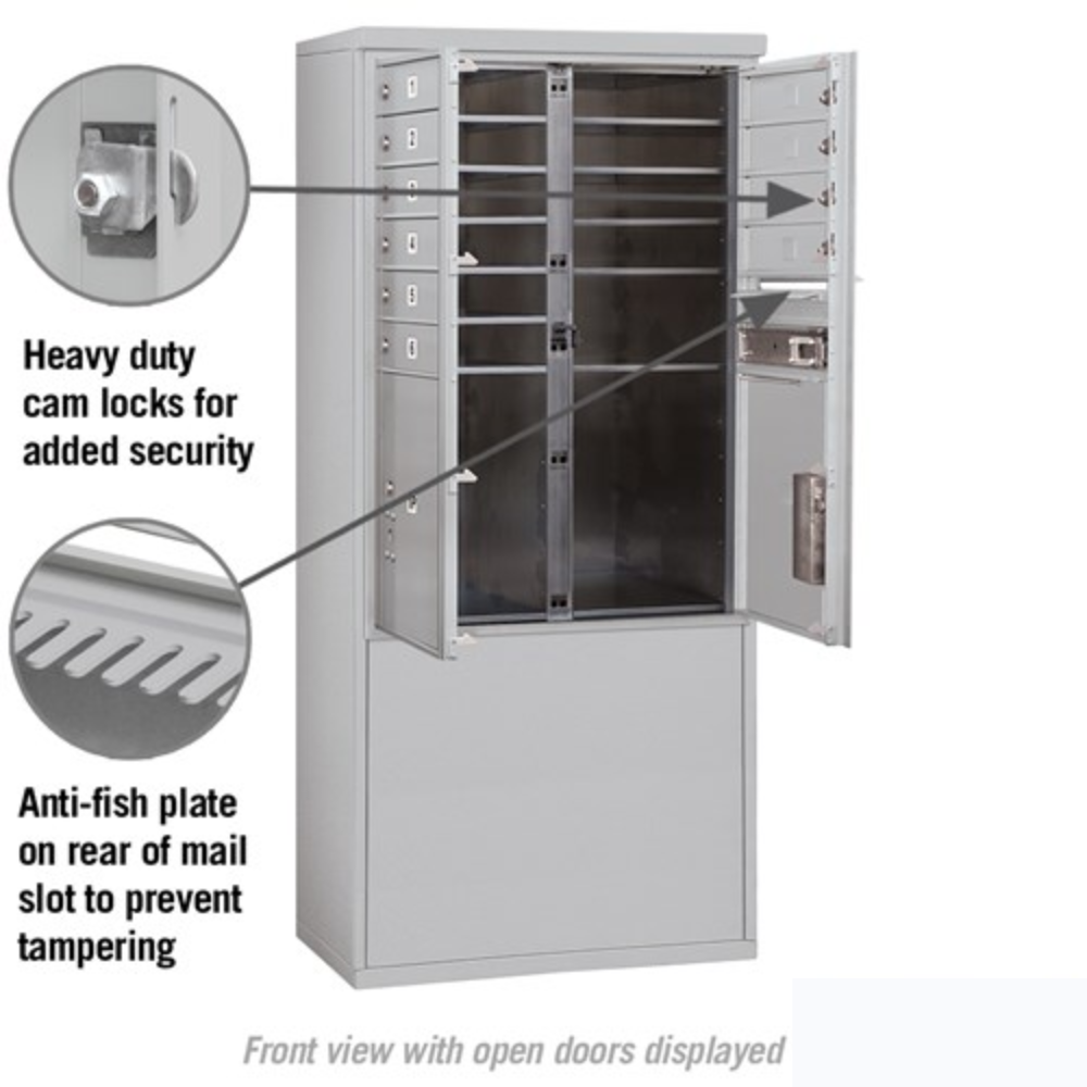 Salsbury 11 Door High Free-Standing 4C Horizontal Mailbox | 10 Doors and 2 Parcel Lockers with Private Access
