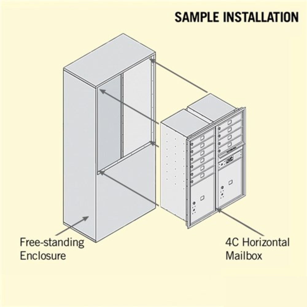 Salsbury 11 Door High Free-Standing 4C Horizontal Mailbox | 10 Doors and 2 Parcel Lockers with Private Access