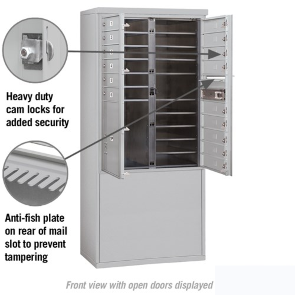 Salsbury 11 Door High Free-Standing 4C Horizontal Mailbox | 15 Doors and 1 Parcel Locker with Private Access