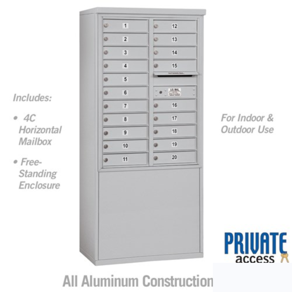 Salsbury 11 Door High Free-Standing 4C Horizontal Mailbox | 20 Doors  with Private Access
