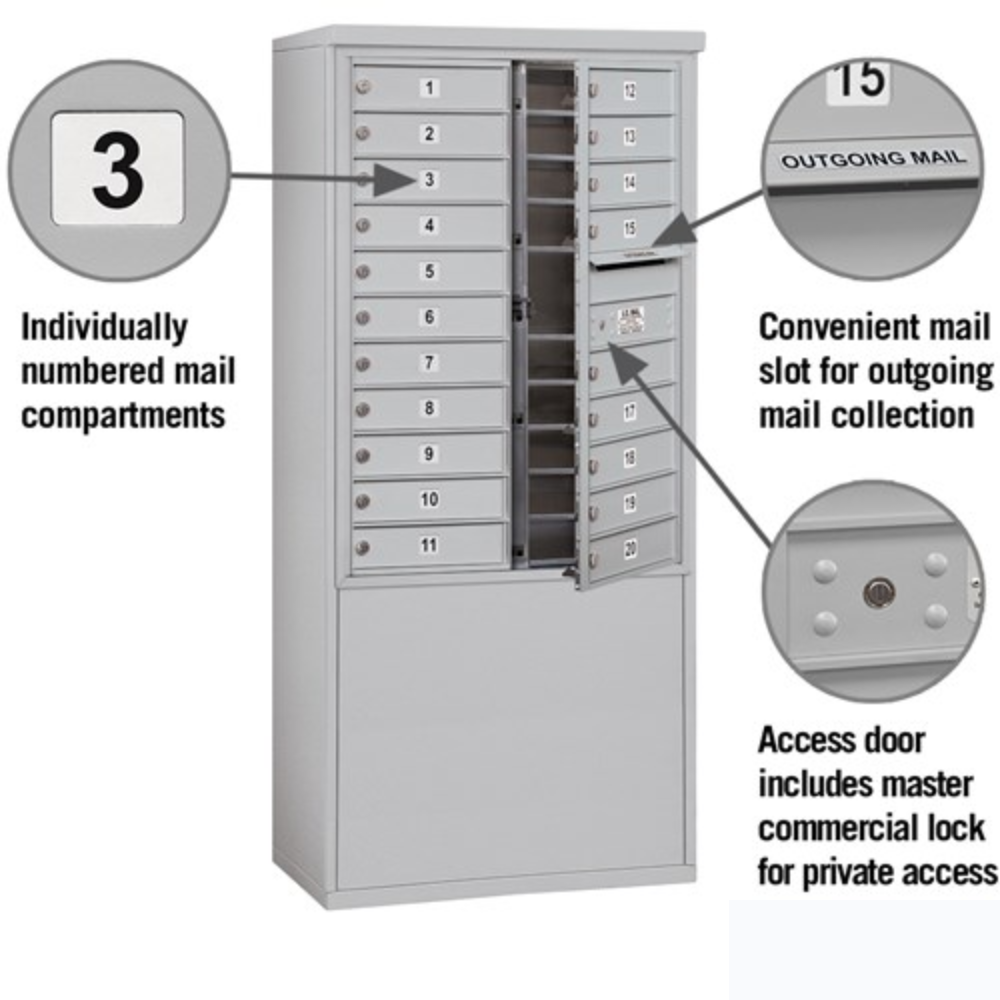 Salsbury 11 Door High Free-Standing 4C Horizontal Mailbox | 20 Doors  with Private Access