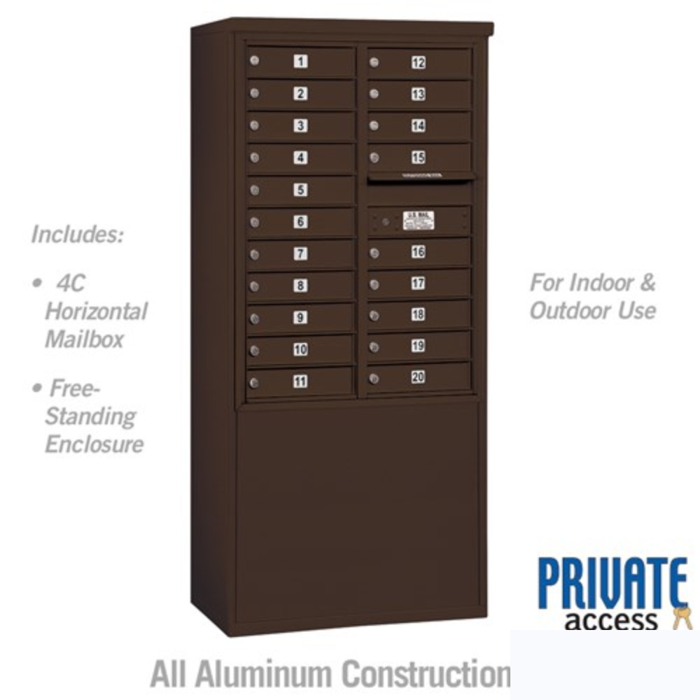 Salsbury 11 Door High Free-Standing 4C Horizontal Mailbox | 20 Doors  with Private Access