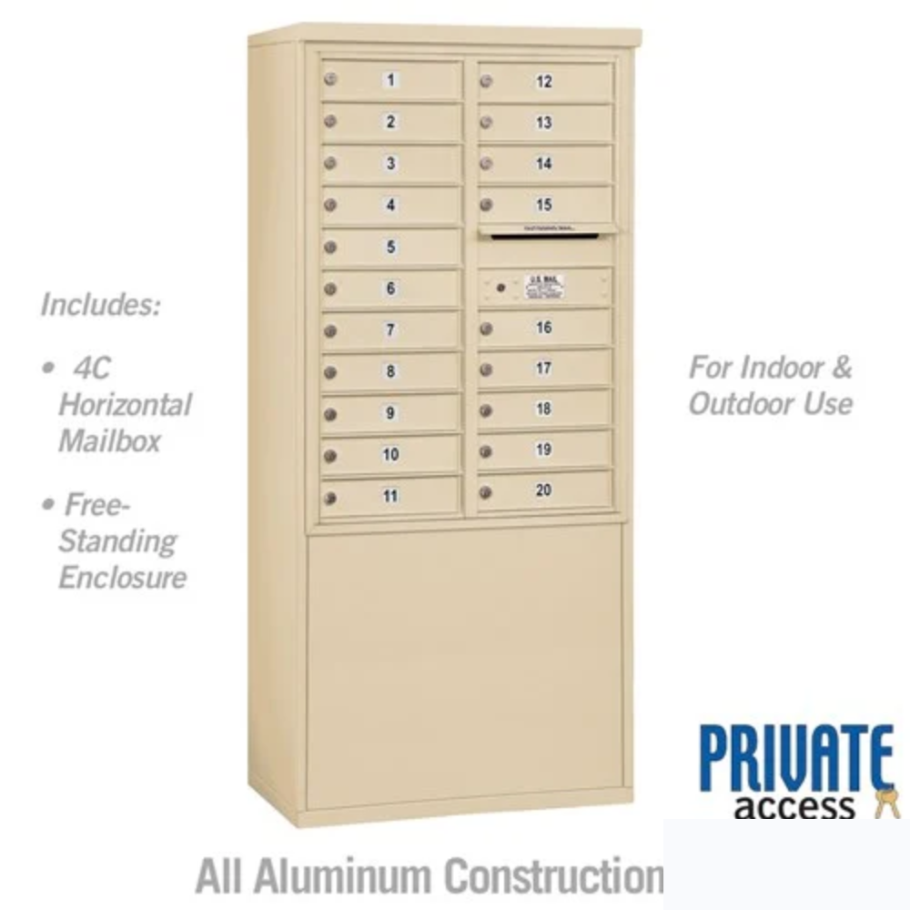 Salsbury 11 Door High Free-Standing 4C Horizontal Mailbox | 20 Doors  with Private Access