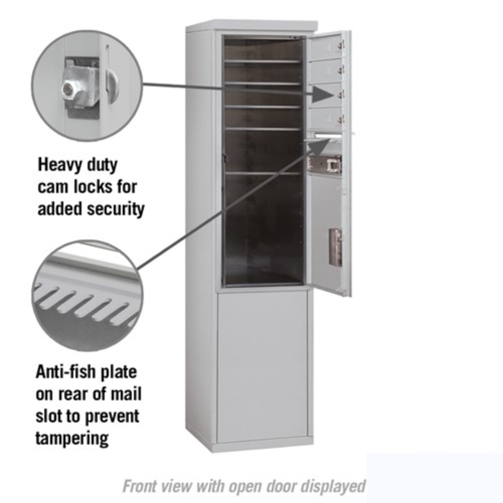 Salsbury 11 Door High Free-Standing 4C Horizontal Mailbox | 4 Doors and 1 Parcel Locker with Private Access
