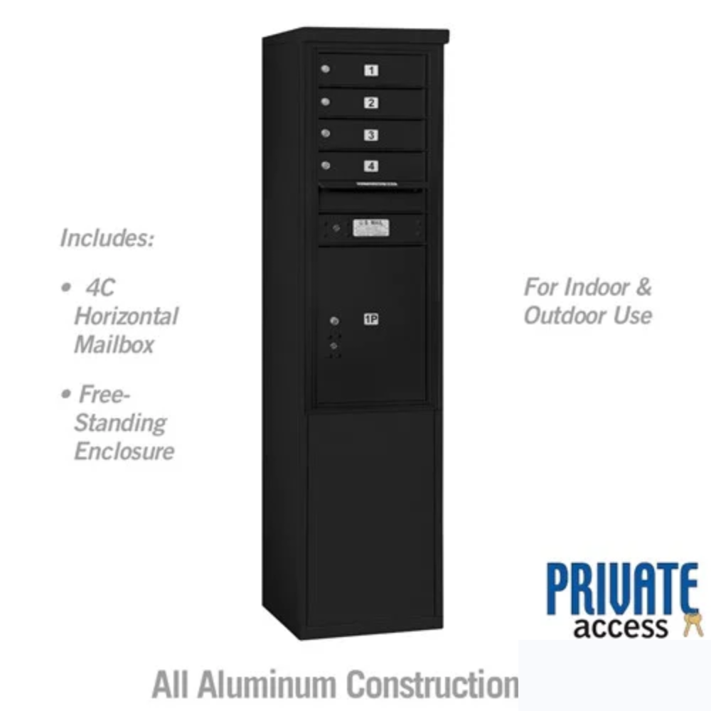 Salsbury 11 Door High Free-Standing 4C Horizontal Mailbox | 4 Doors and 1 Parcel Locker with Private Access