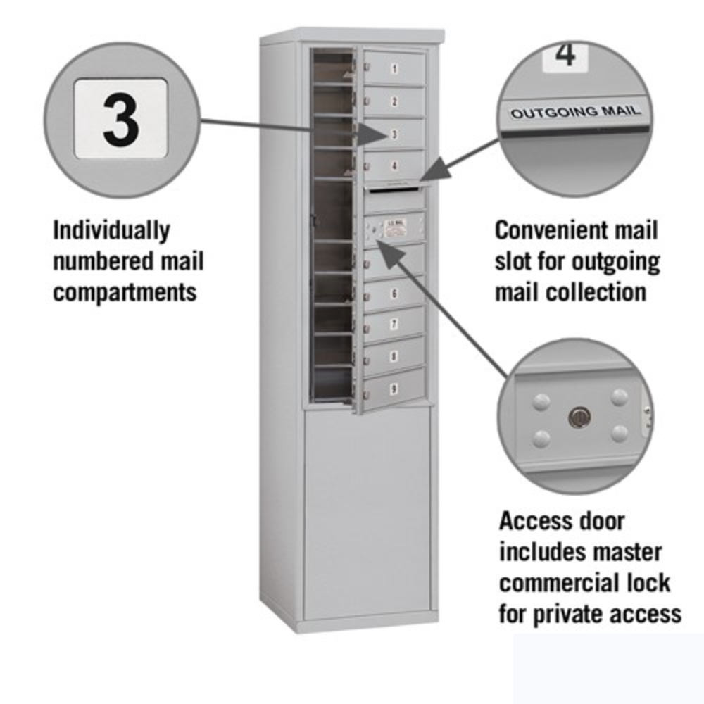 Salsbury 11 Door High Free-Standing 4C Horizontal Mailbox | 9 Doors  with Private Access
