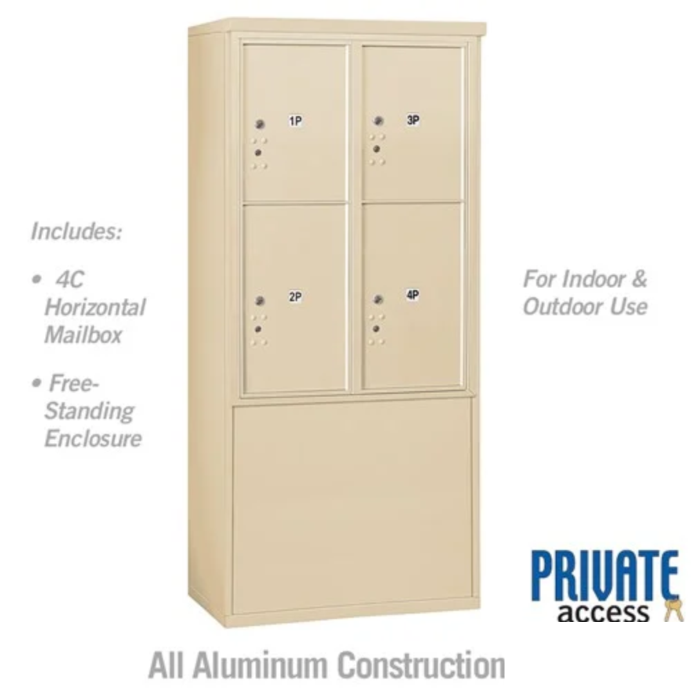 Salsbury 11 Door High Free-Standing 4C Horizontal Parcel Locker | 4 Parcel Lockers  with Private Access