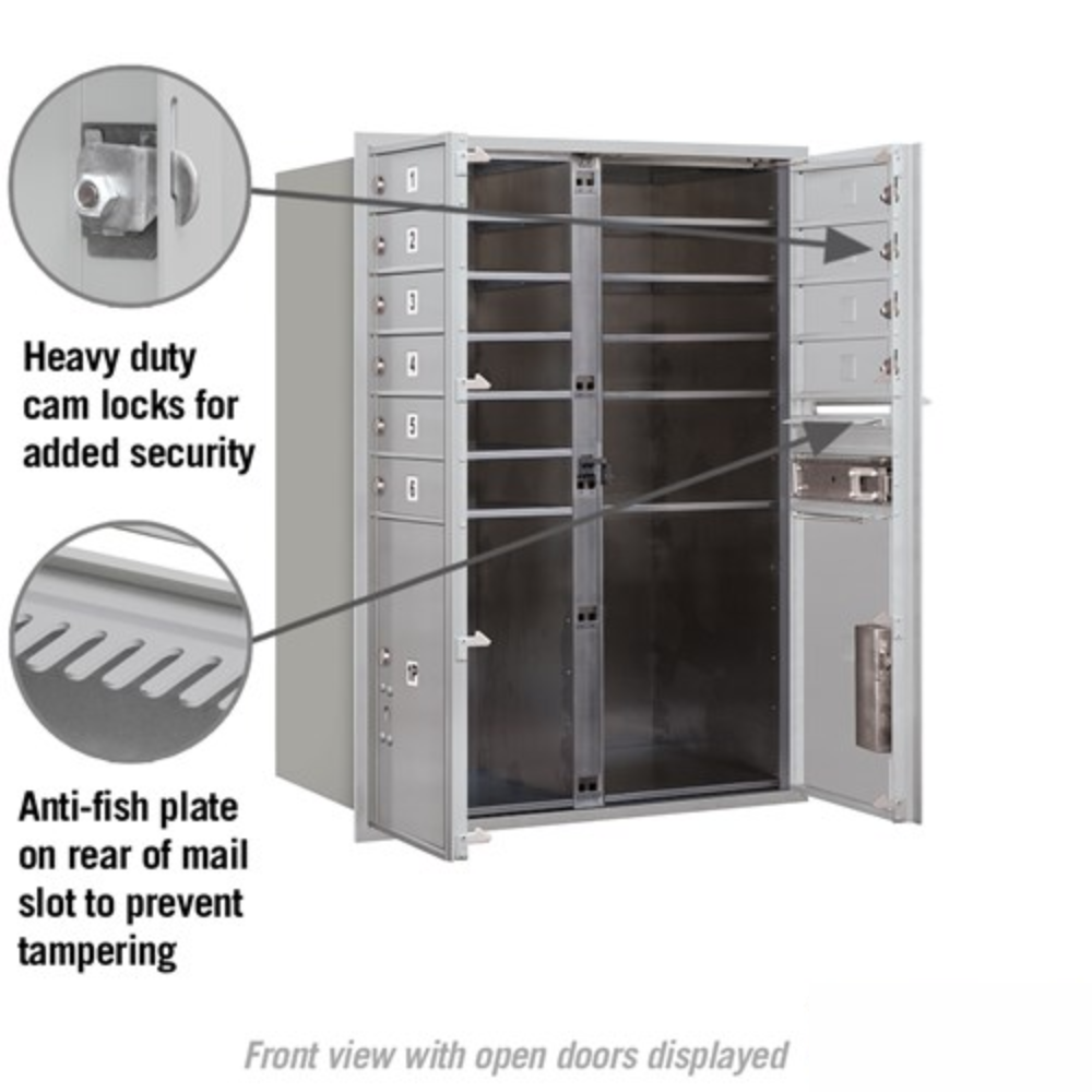 Salsbury 11 Door High Recessed Mounted 4C Horizontal Mailbox | 10 Doors and 2 Parcel Lockers  with USPS Access - Front Loading