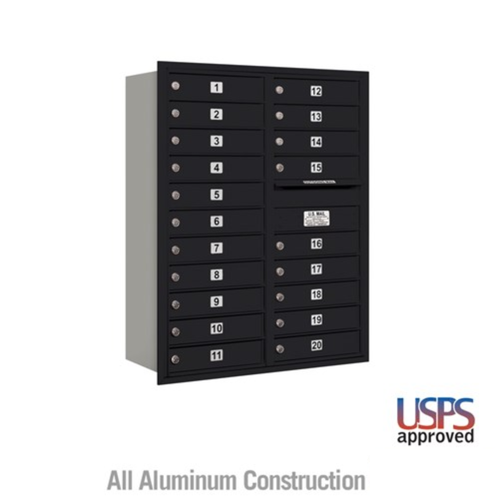 Salsbury 11 Door High Recessed Mounted 4C Horizontal Mailbox | 20 Doors with USPS Access - Rear Loading