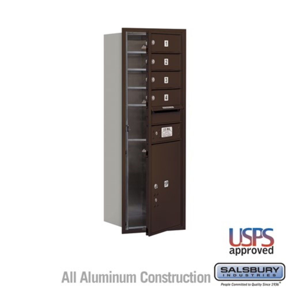 Salsbury 11 Door High Recessed Mounted 4C Horizontal Mailbox | 4 Doors and 1 Parcel Locker with USPS Access - Front Loading
