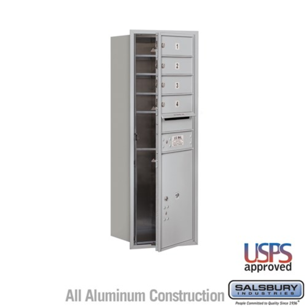 Salsbury 11 Door High Recessed Mounted 4C Horizontal Mailbox | 4 Doors and 1 Parcel Locker with USPS Access - Front Loading
