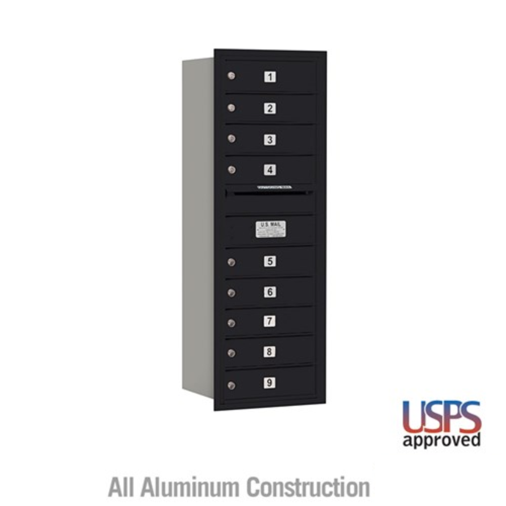 Salsbury 11 Door High Recessed Mounted 4C Horizontal Mailbox | 9 Doors with USPS Access - Rear Loading