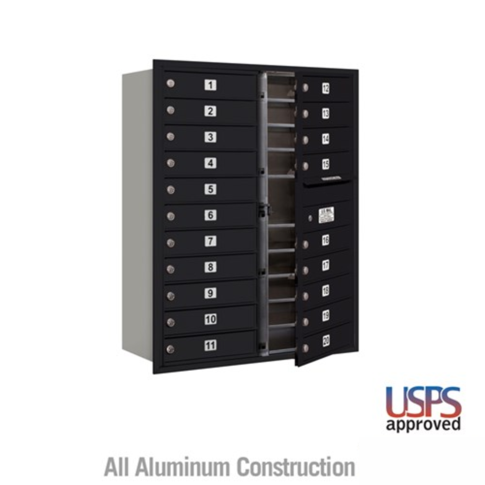 Salsbury 11 Door High Recessed Mounted 4C Horizontal Mailbox with 20 Doors with USPS Access - Front Loading