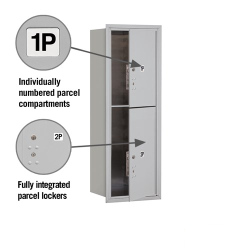 Salsbury 11 Door High Recessed Mounted 4C Horizontal Parcel Locker | 2 Parcel Lockers with USPS Access - Front Loading