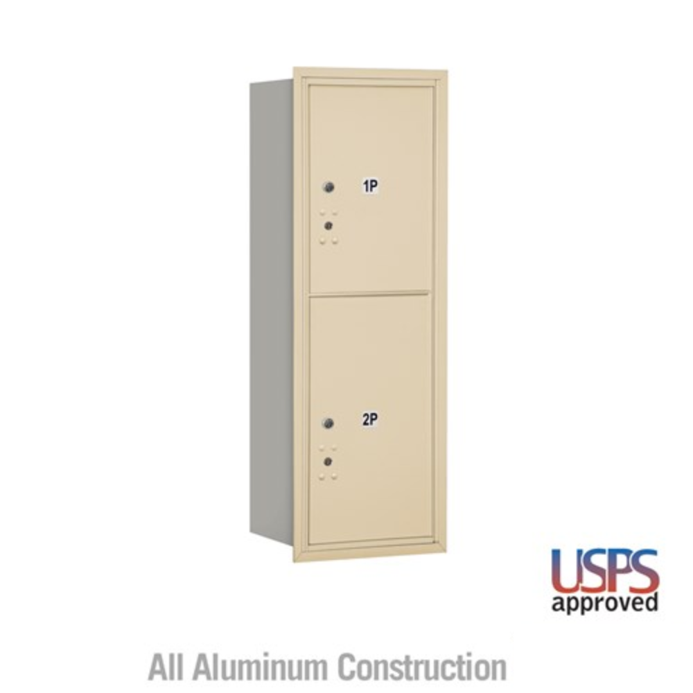 Salsbury 11 Door High Recessed Mounted 4C Horizontal Parcel Locker | 2 Parcel Lockers with USPS Access - Rear Loading