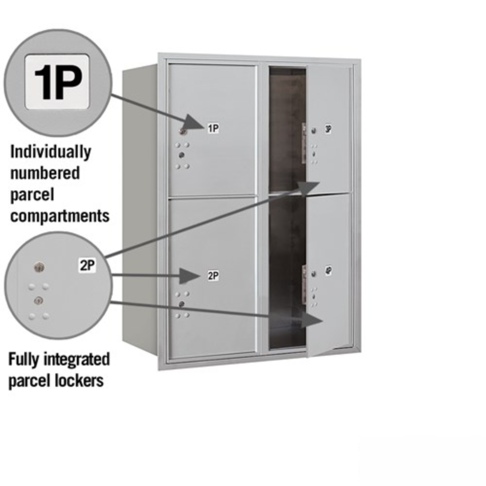 Salsbury 11 Door High Recessed Mounted 4C Horizontal Parcel Locker | 4 Parcel Lockers with USPS Access - Front Loading