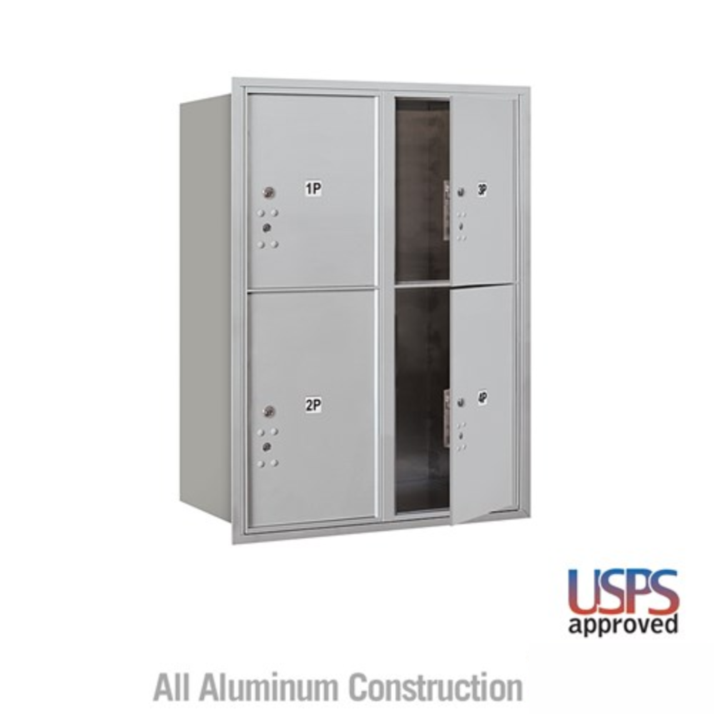 Salsbury 11 Door High Recessed Mounted 4C Horizontal Parcel Locker | 4 Parcel Lockers with USPS Access - Front Loading
