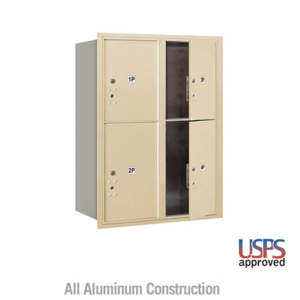 Salsbury 11 Door High Recessed Mounted 4C Horizontal Parcel Locker | 4 Parcel Lockers with USPS Access - Front Loading