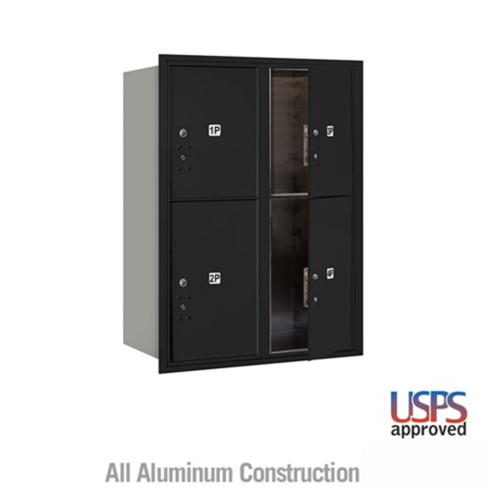 Salsbury 11 Door High Recessed Mounted 4C Horizontal Parcel Locker | 4 Parcel Lockers with USPS Access - Front Loading