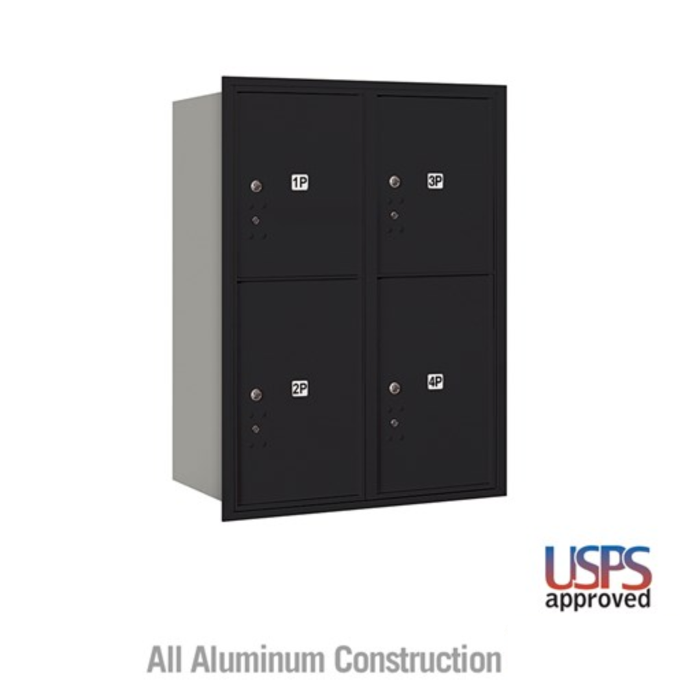 Salsbury 11 Door High Recessed Mounted 4C Horizontal Parcel Locker | 4 Parcel Lockers with USPS Access - Rear Loading
