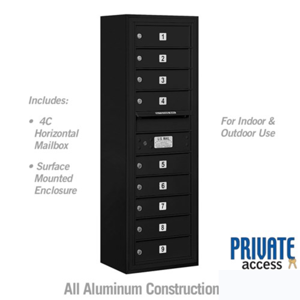 Salsbury 11 Door High Surface Mounted 4C Horizontal Mailbox | 9 Doors with Private Access