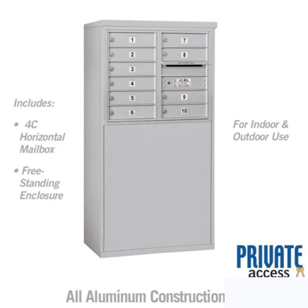 Salsbury 6 Door High Free-Standing 4C Horizontal Mailbox | 10 Doors with Private Access