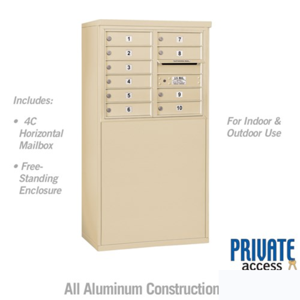 Salsbury 6 Door High Free-Standing 4C Horizontal Mailbox | 10 Doors with Private Access