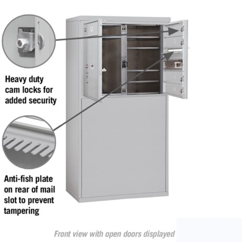 Salsbury 6 Door High Free-Standing 4C Horizontal Mailbox | 5 Doors and 1 Parcel Locker with Private Access