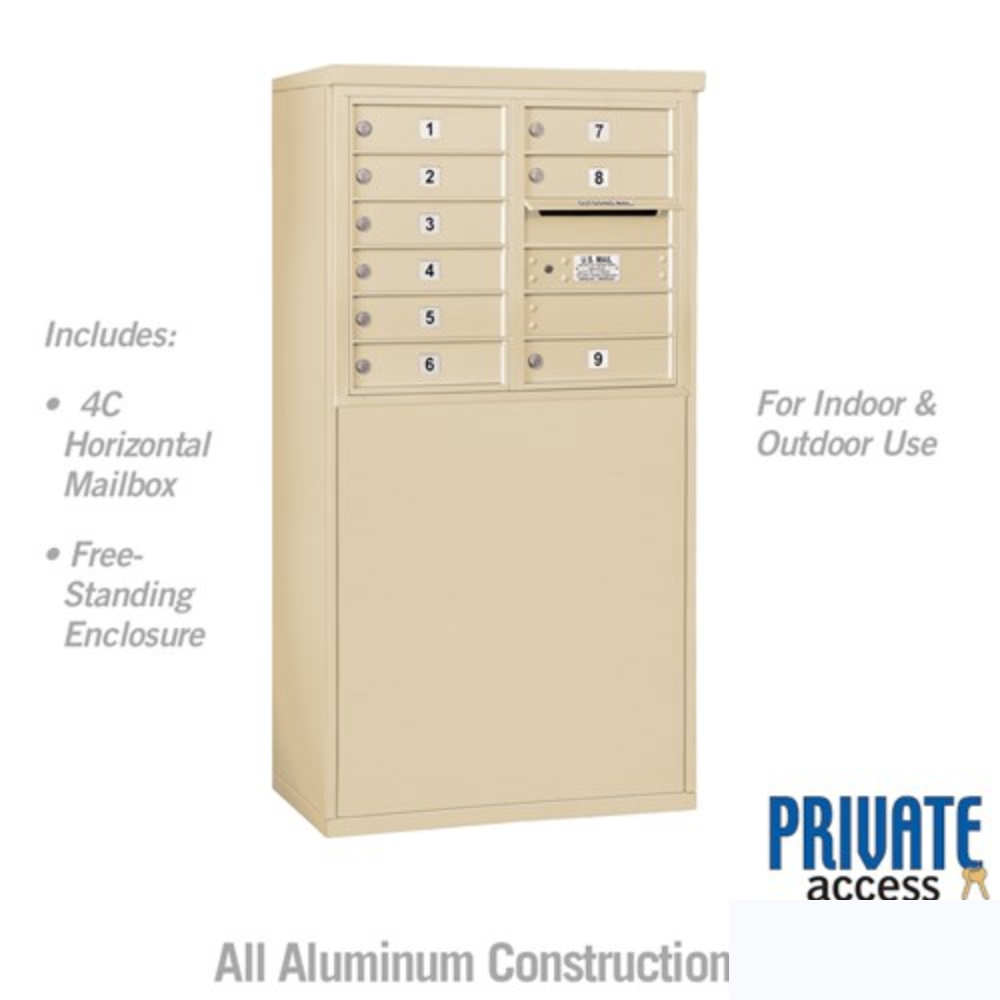 Salsbury 6 Door High Free-Standing 4C Horizontal Mailbox | 9 Doors  with Private Access