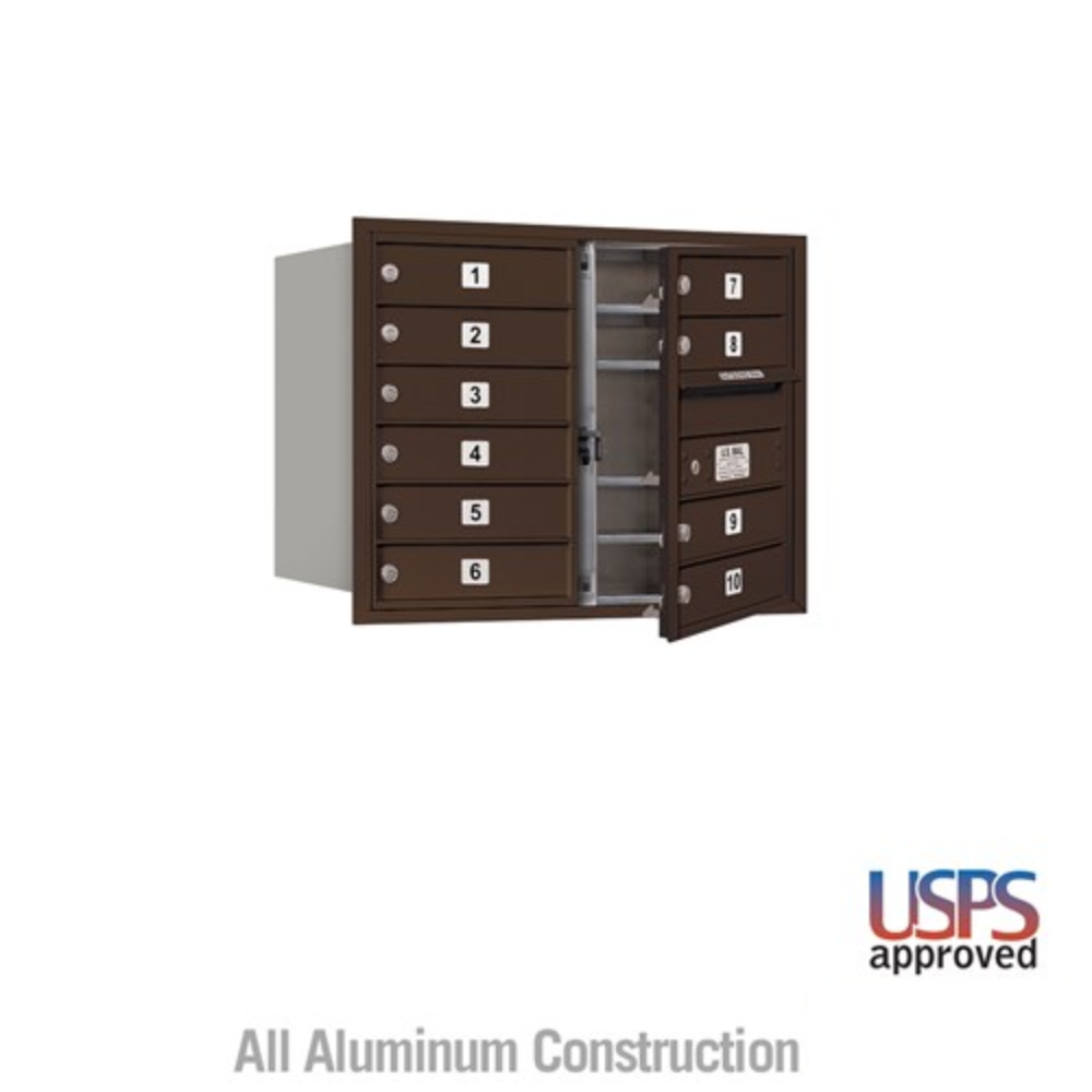Salsbury 6 Door High Recessed Mounted 4C Horizontal Mailbox | 10 Doors  with USPS Access - Front Loading