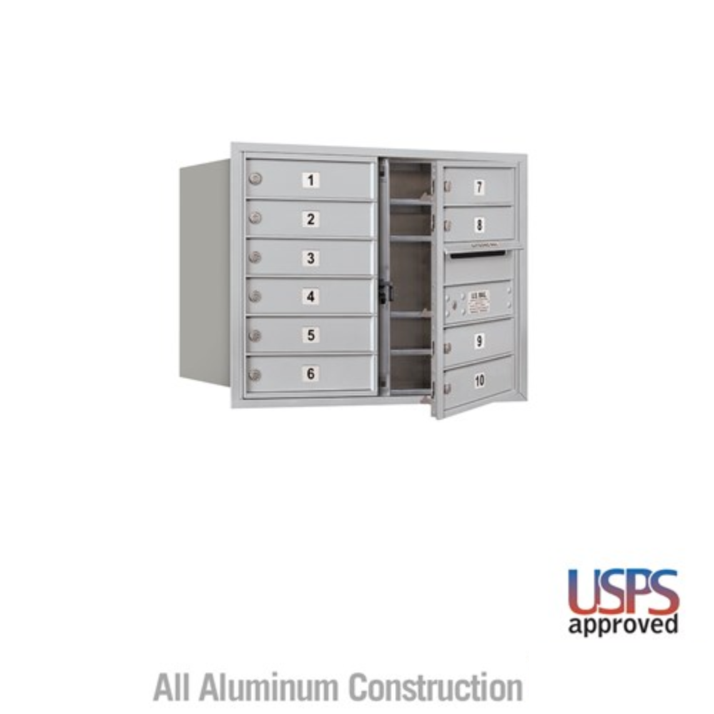 Salsbury 6 Door High Recessed Mounted 4C Horizontal Mailbox | 10 Doors  with USPS Access - Front Loading