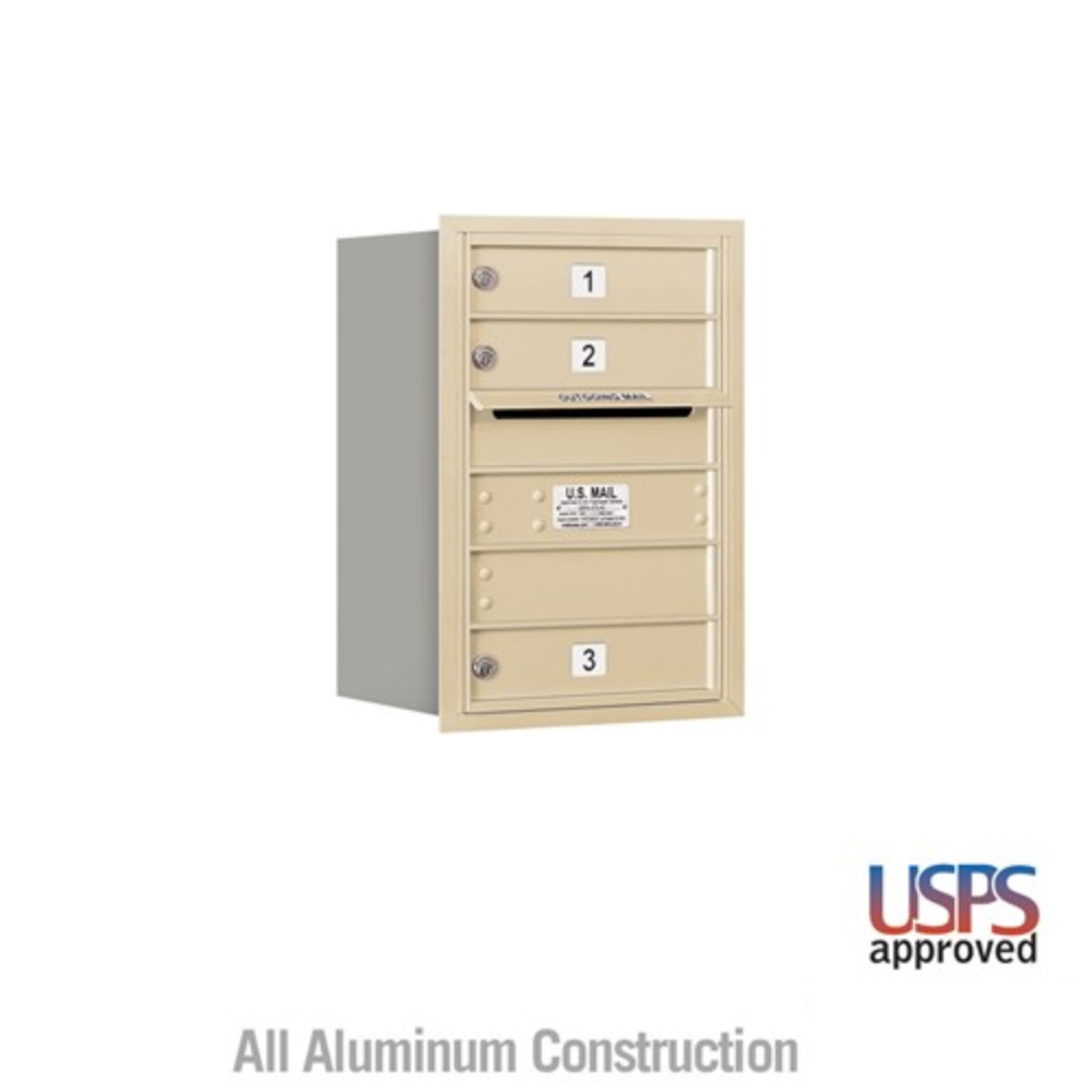 Salsbury 6 Door High Recessed Mounted 4C Horizontal Mailbox | 3 Doors with USPS Access - Rear Loading